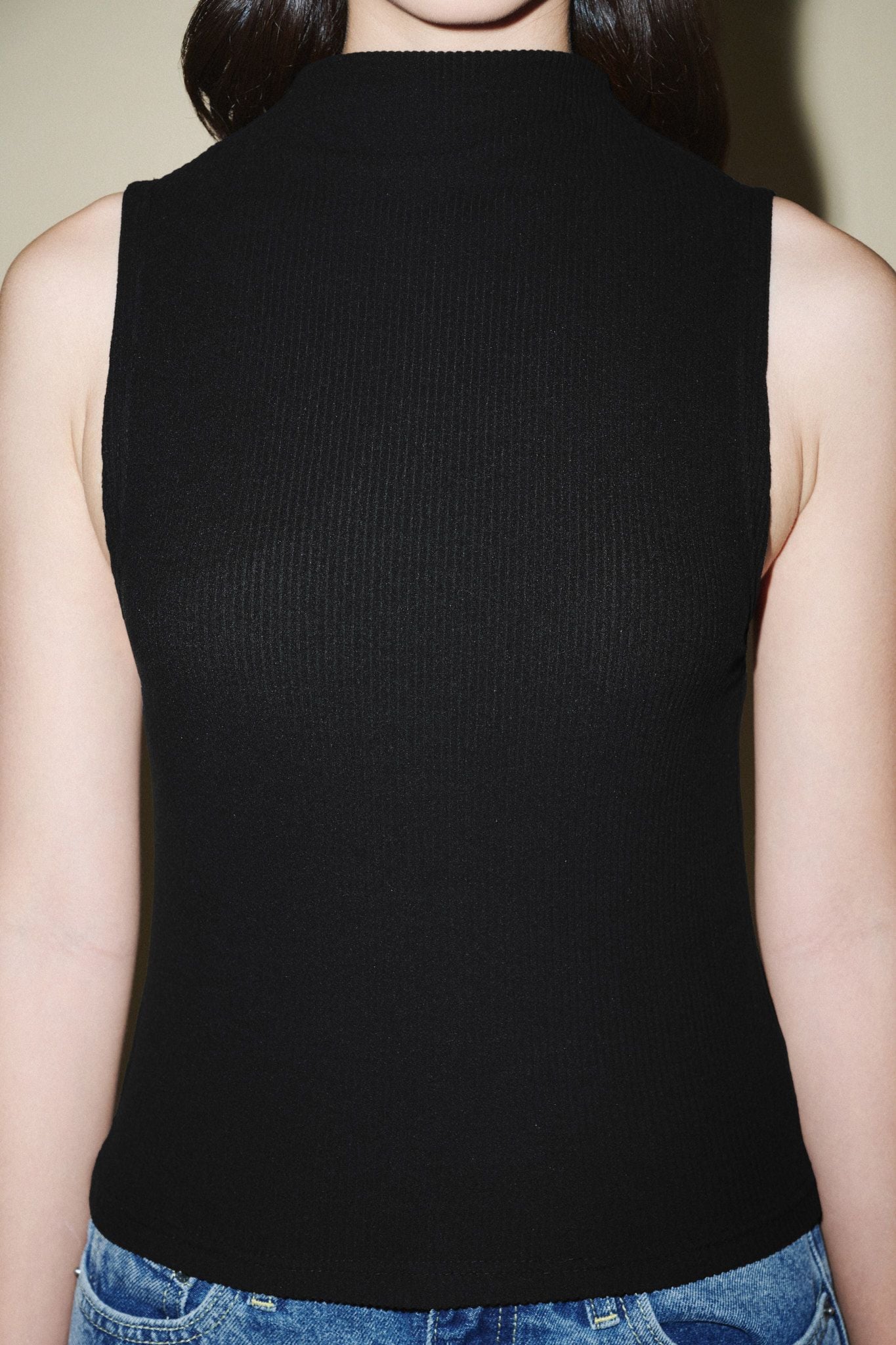  Black Mock Neck Top 