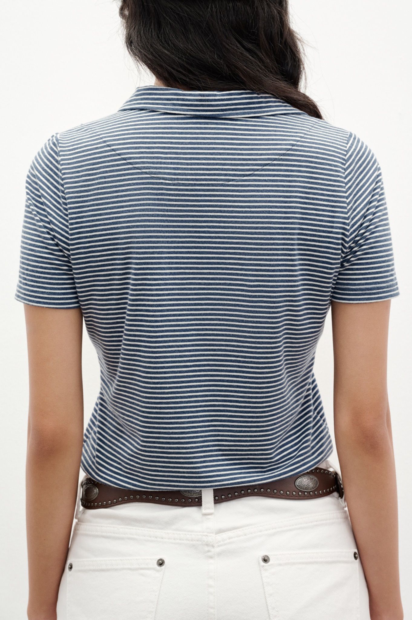 Blue Striped Polo Top 