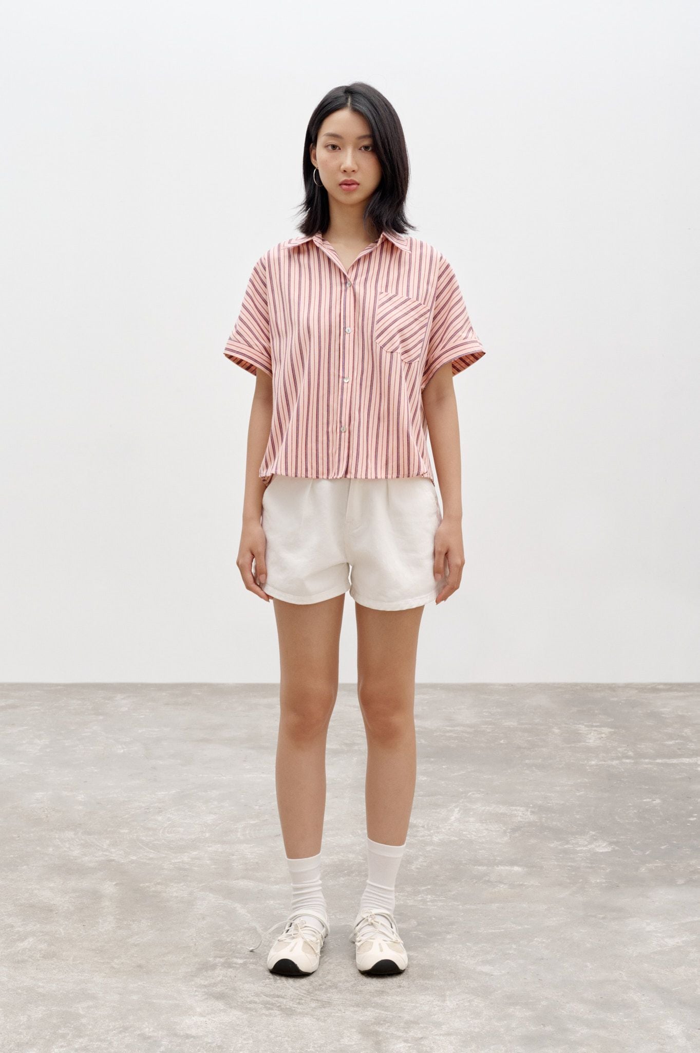  Sơ mi cơ bản - Striped Short Sleeve Shirt - Red - LIBÉ 7239 