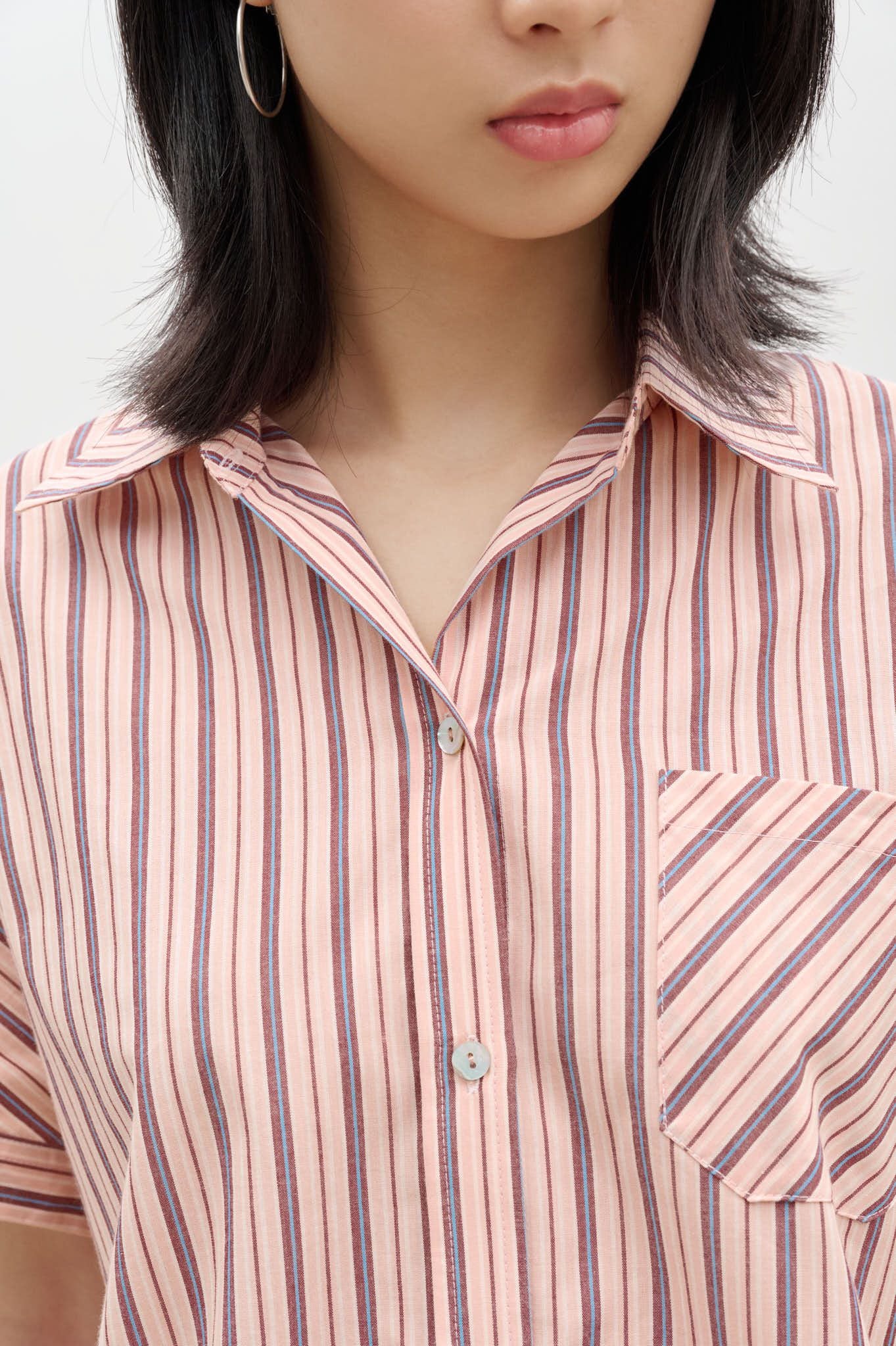  Sơ mi cơ bản - Striped Short Sleeve Shirt - Red - LIBÉ 7239 