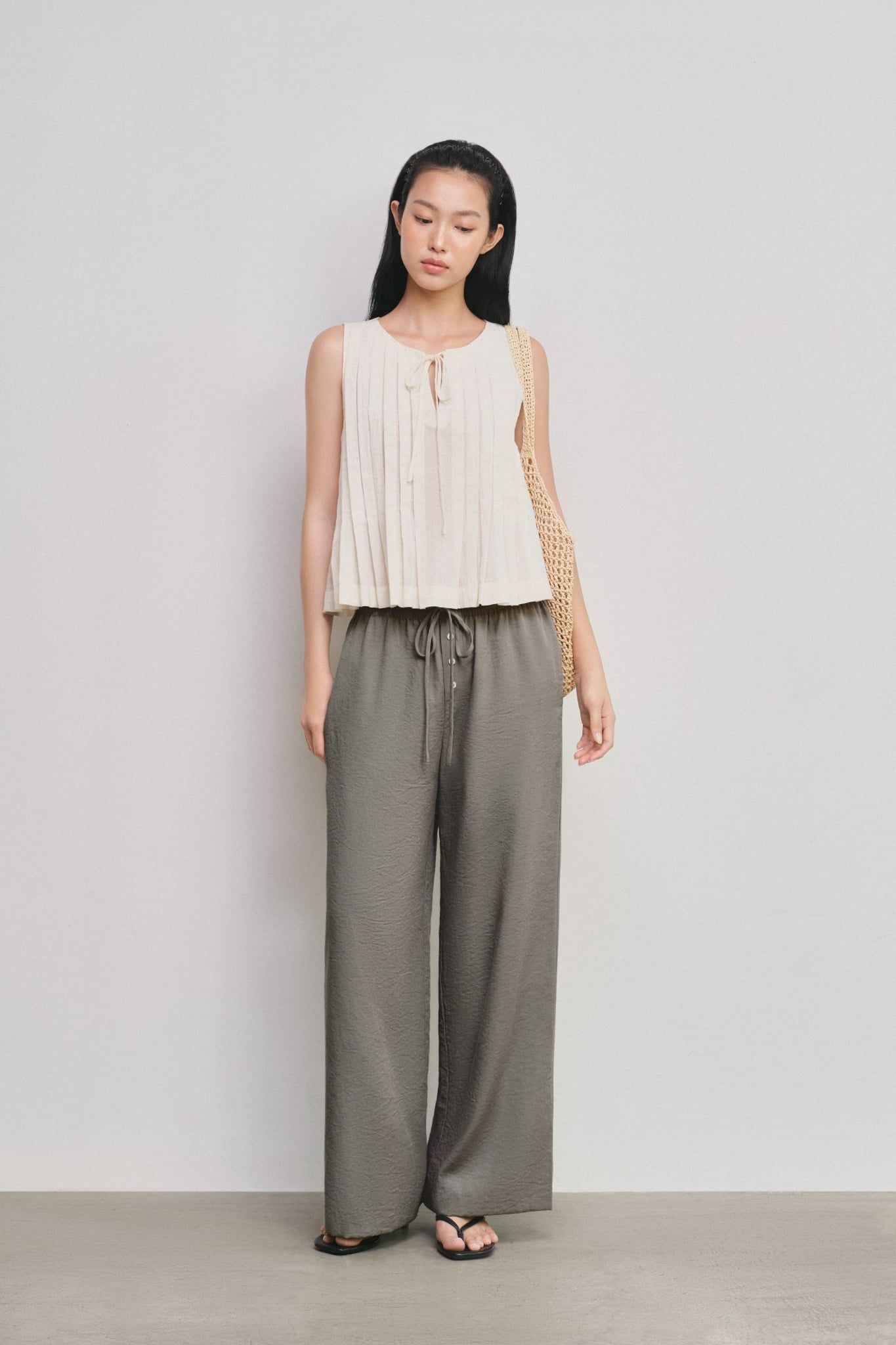  Quần ống suông - Drawstring Straight Leg Trousers - LIBÉ 7852 