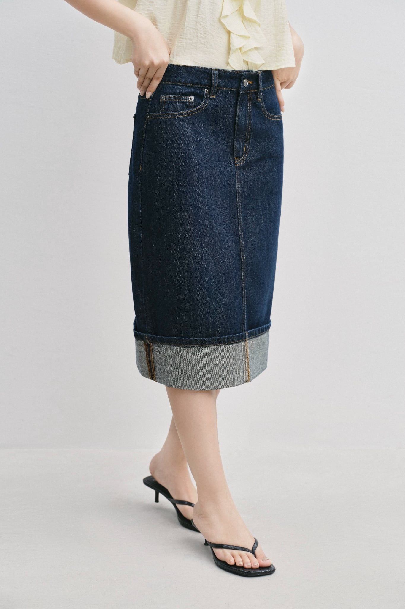  Váy lửng - Cuffed Hem Midi Skirt - LIBÉ 7762 
