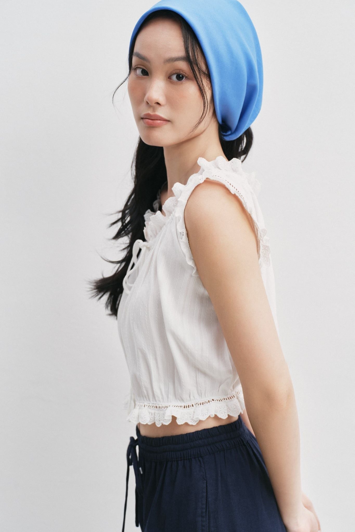  Áo kiểu lửng - Gathered Neck Crop Top - LIBÉ 7785 