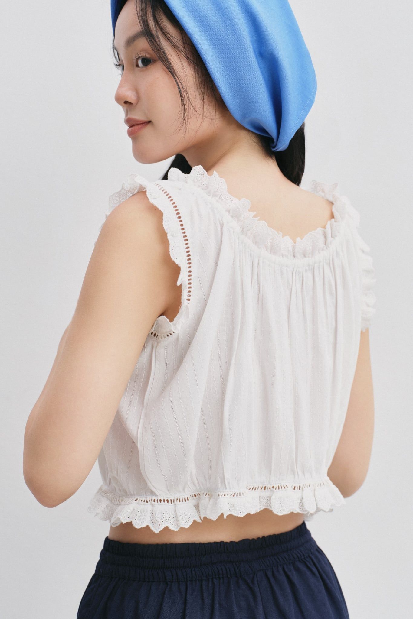  Áo kiểu lửng - Gathered Neck Crop Top - LIBÉ 7785 