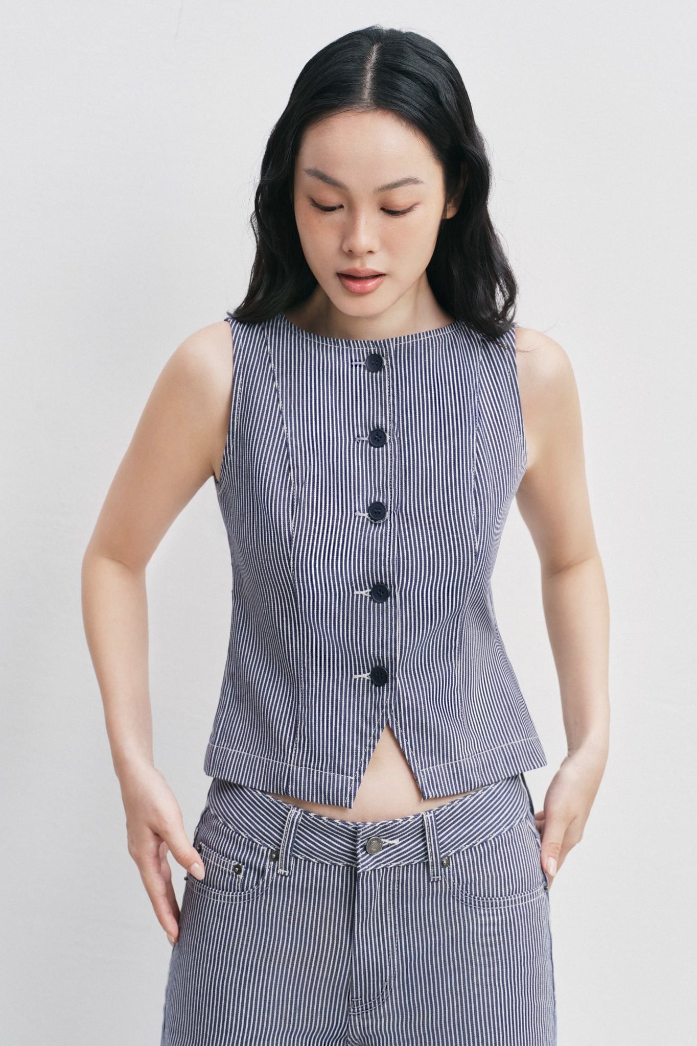  Áo kiểu - Denim Striped Vest Top - LIBÉ 7803 