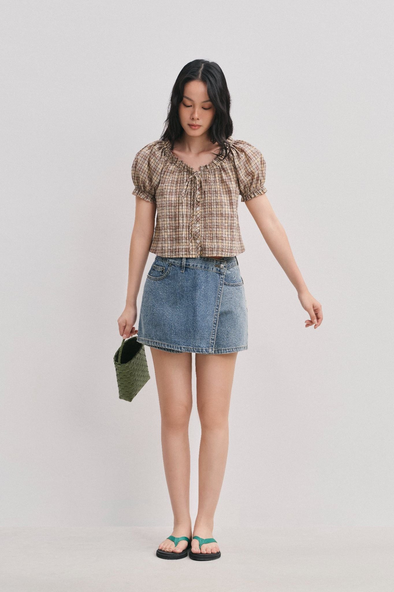  Quần váy - Medium Blue Wash Denim Skorts - LIBÉ 6250 