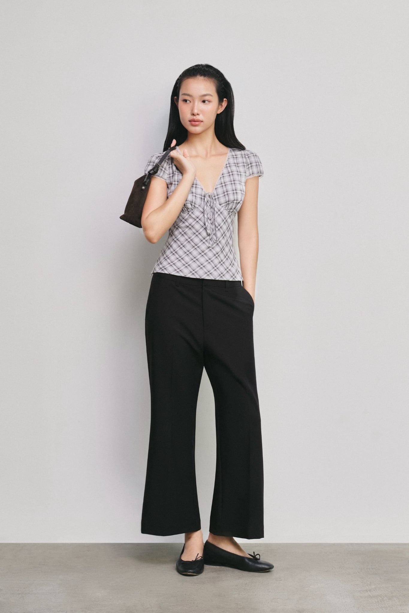  Áo kiểu - Bias Plaid Wrap Top - LIBÉ 7838 