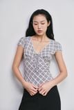  Áo kiểu - Bias Plaid Wrap Top - LIBÉ 7838 