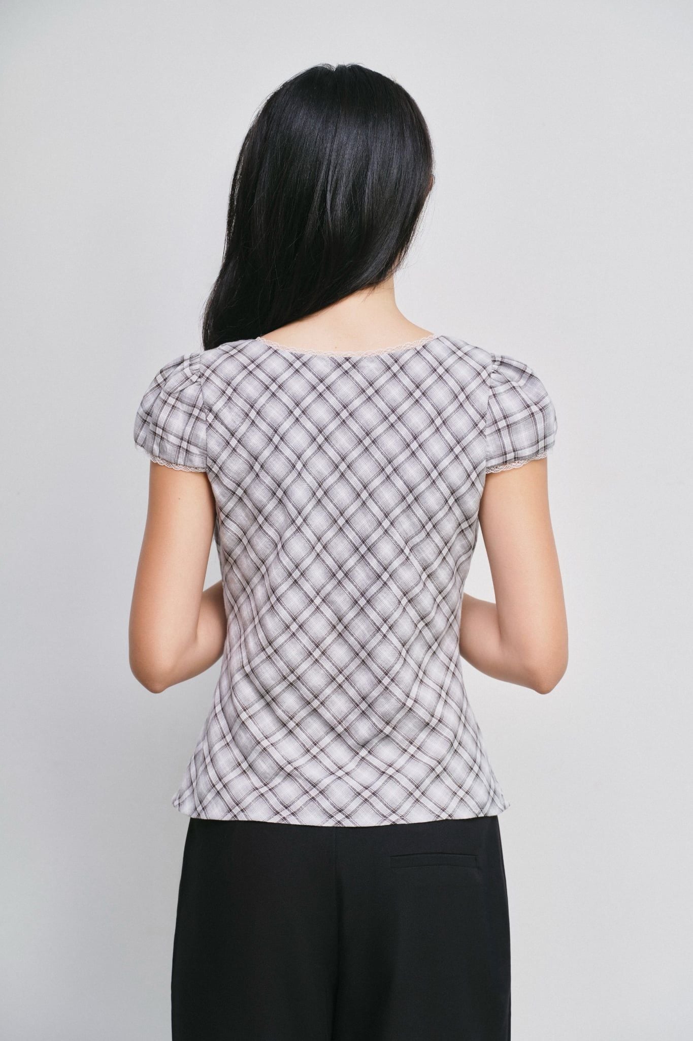  Áo kiểu - Bias Plaid Wrap Top - LIBÉ 7838 