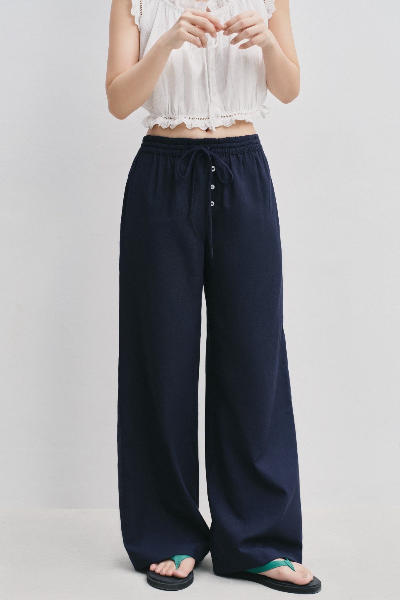  Quần ống suông - Drawstring Straight Leg Trousers - LIBÉ 7851 