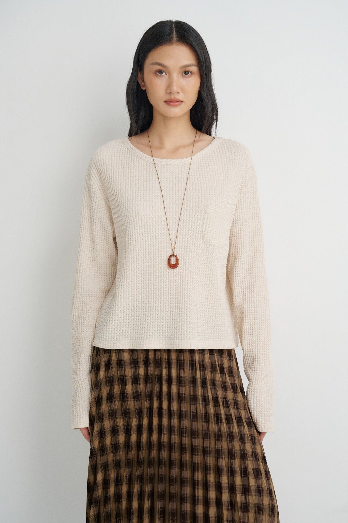  Beige Long Sleeve Top 