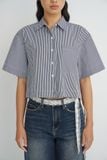  Striped Oversized Crop Shirt 