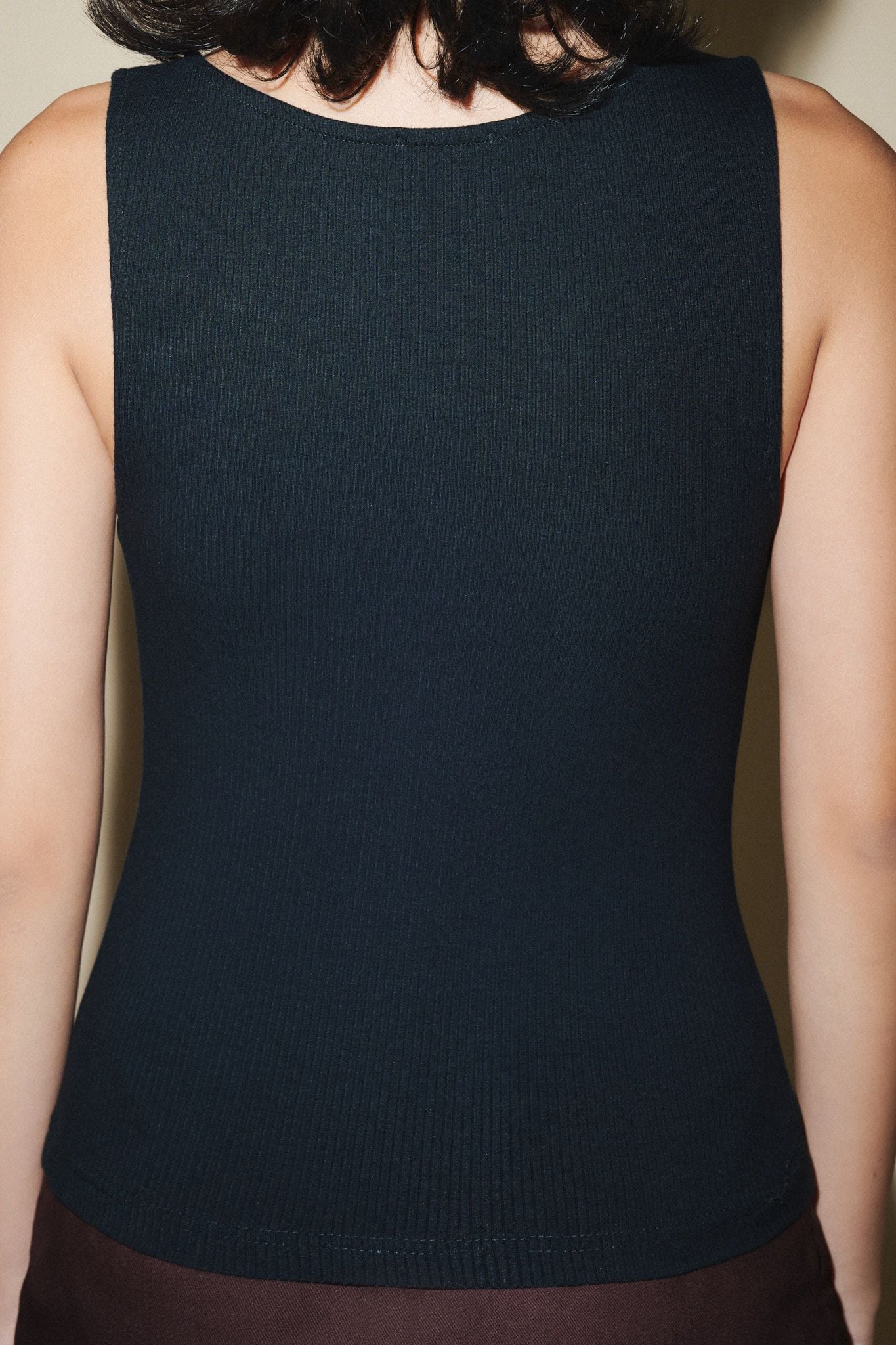  Rib Button Down Top - Black 