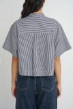  Striped Oversized Crop Shirt 