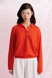  Long Sleeve Knit Polo Top - Burnt Orange 