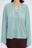  Striped Lace-up Top 