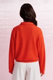  Long Sleeve Knit Polo Top - Burnt Orange 