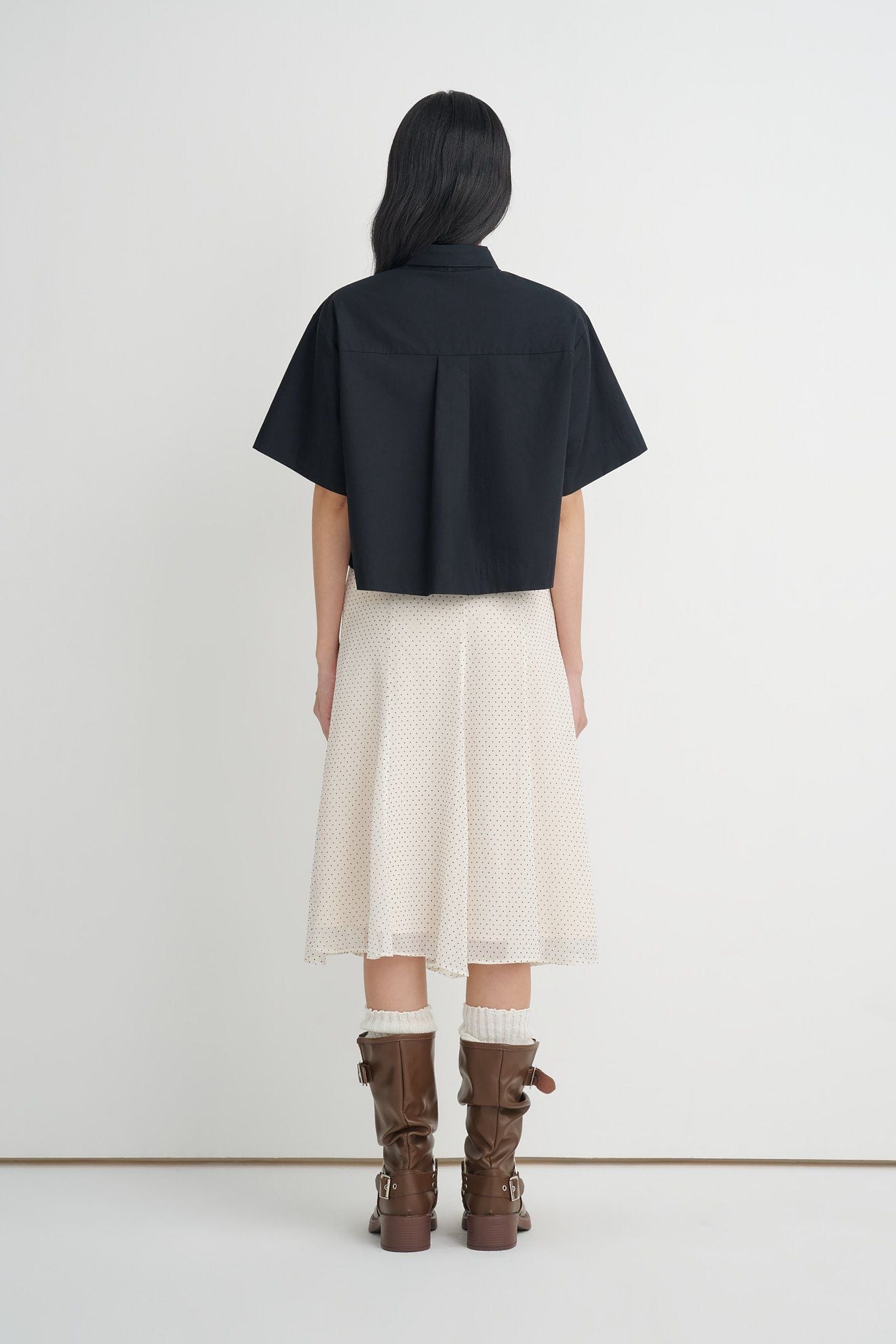  Sơ mi lửng - Black Oversized Crop Shirt - LIBÉ 7325 