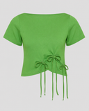  Áo kiểu - Green Top With Bow Tie Details - LIBÉ 7234 