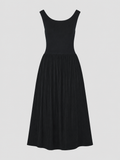  Đầm lửng - Black Boatneck Midi Dress - LIBÉ 7440 