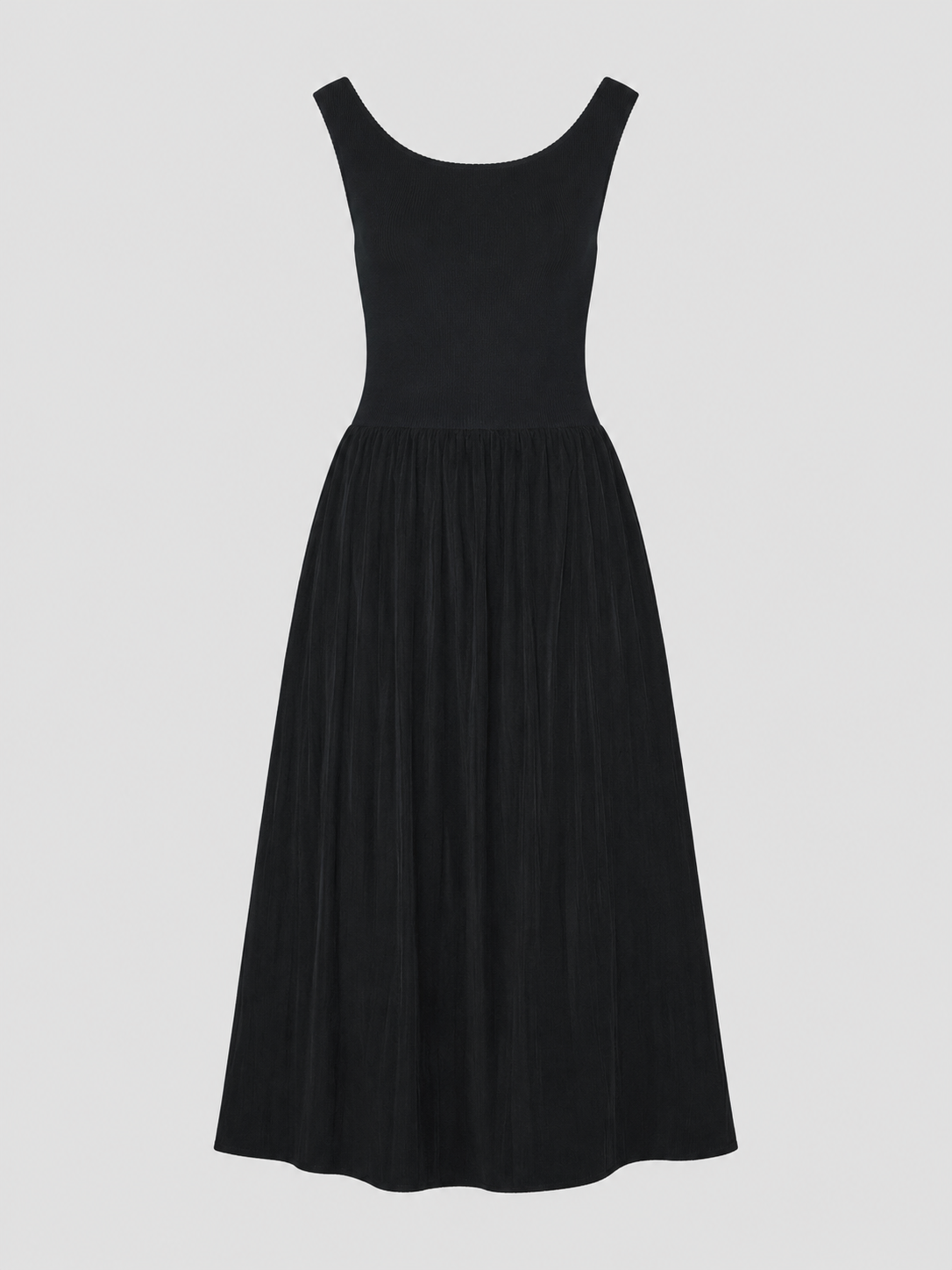  Đầm lửng - Black Boatneck Midi Dress - LIBÉ 7440 