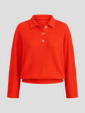  Áo kiểu - Long Sleeve Knit Polo Top - Burnt Orange - LIBÉ 7458 