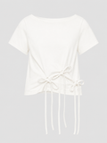  Áo kiểu - White Top With Bow Tie Details - LIBÉ 7148 
