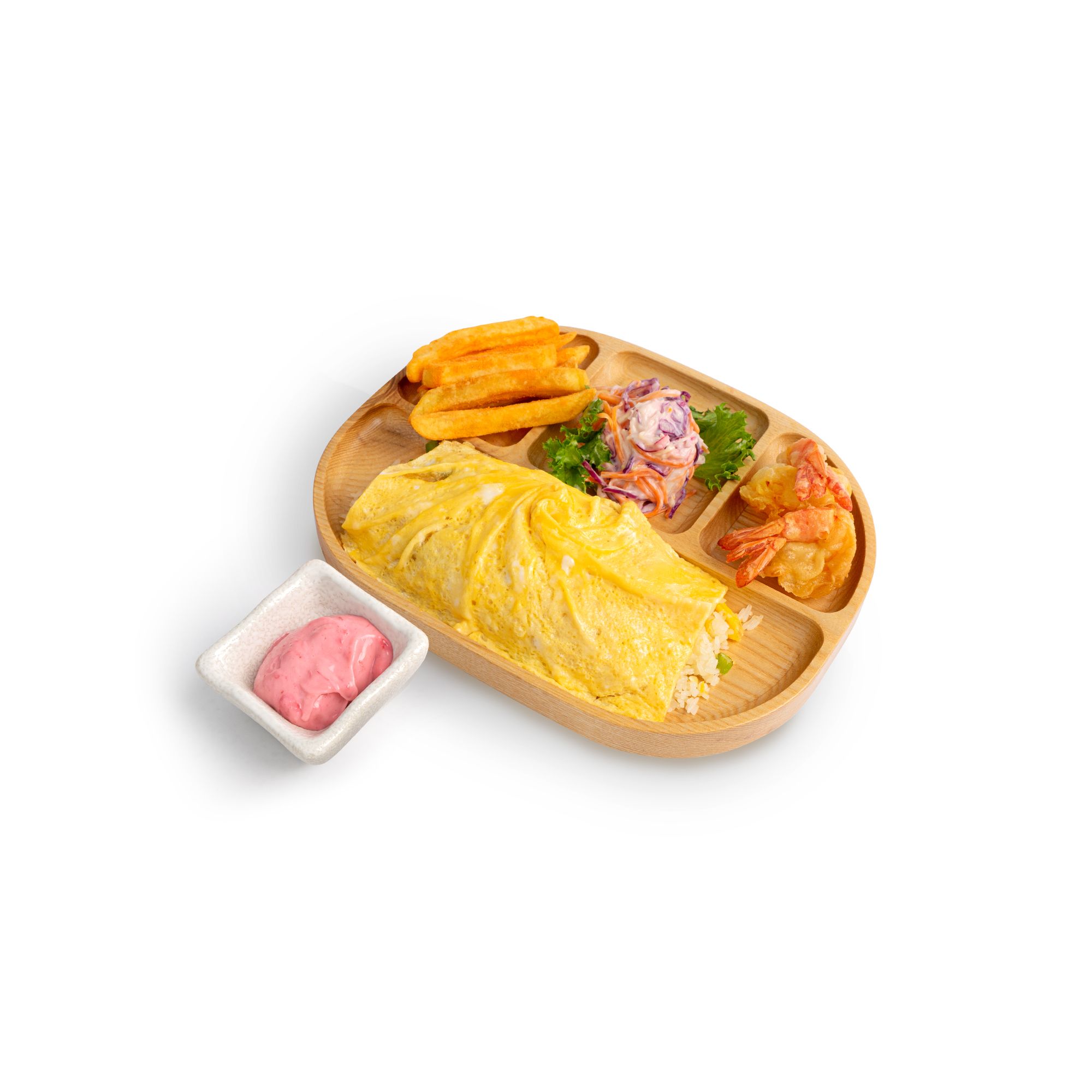  Cơm chiên trứng lốc xoáy và tôm lăn bột 