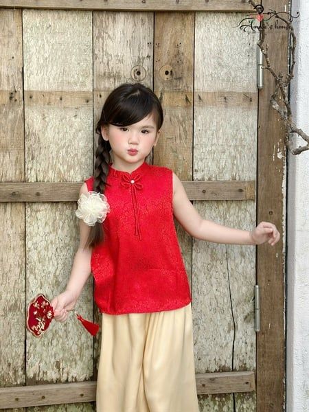  Áo Nhã Top Gấm Dây Rút - Màu đỏ 