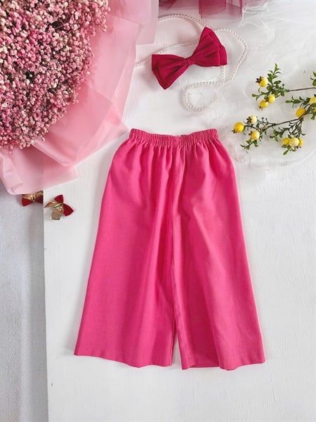  Mai Hạ Set – Set yếm linen xếp pli cao cấp cho bé gái - Hồng 