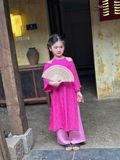  Áo Dài Gấm Khuê Liên Cổ Yếm - Màu Hồng 
