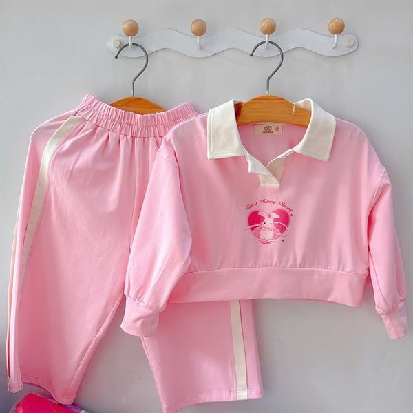 Set Bunny Chic - Bộ thun bé gái dài tay - Hồng 