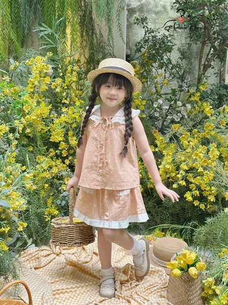  Set Sailor Lulla - set váy chấm bi cam 