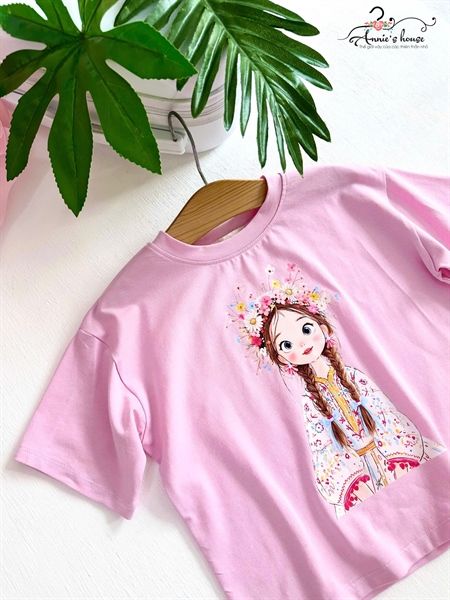  Áo thời trang Belle Fleur - Áo thun in hình cô gái - Hồng 