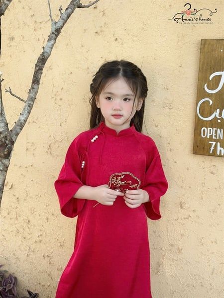  Áo Dài Ngọc Yên Đính Hạt - Màu Đỏ 