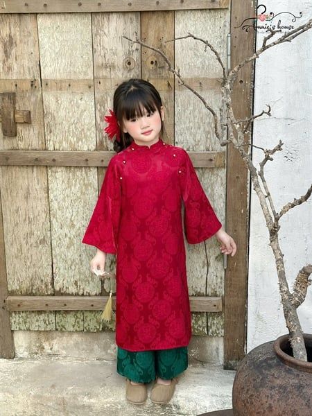  Áo Dài Lam Uyên – Áo dài gấm lụa phối màu nghệ thuật 