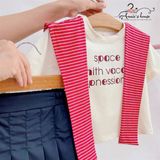  Set Rubi Áo Cotton Phối Khăn Choàng Kẻ Đỏ 