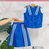  Mira Set – Set Áo Váy Viền Trắng Phối Màu Xanh Tươi Mát 