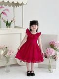  Aura Dress - Đầm tơ cổ bèo nhún - Đỏ 