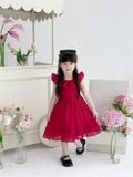  Aura Dress - Đầm tơ cổ bèo nhún - Đỏ 
