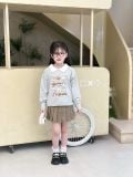  Club Top - Xám - Áo thun polo dài tay phối cổ trắng in cún 