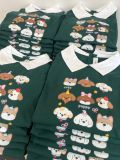  Club Top - Xanh lá - Áo thun polo dài tay phối cổ trắng in cún 