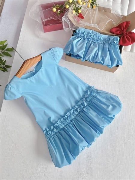 Bibi Dress · Váy dáng bí phồng mềm - Xanh 