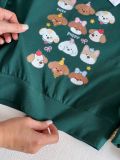  Club Top - Xanh lá - Áo thun polo dài tay phối cổ trắng in cún 