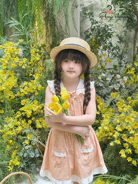  Set Sailor Lulla - set váy chấm bi cam 