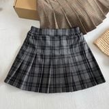  College Skirt - kẻ sọc xám - Chân váy xếp pli 