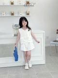  Momo Set – Bộ Gile Khóa Kéo & Chân Váy Năng Động - Trắng Kem 