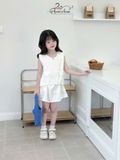  Momo Set – Bộ Gile Khóa Kéo & Chân Váy Năng Động - Trắng Kem 