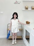  Momo Set – Bộ Gile Khóa Kéo & Chân Váy Năng Động - Trắng Kem 