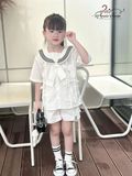  Set Sailor Belle – Set bộ thuỷ thủ đính nơ viền cổ màu Trắng Kem 